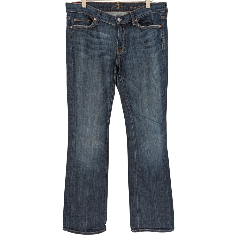 7 For All Mankind Bootcut Jeans 31 Dark Wash Low Rise Stretch Dark Denim Y2K